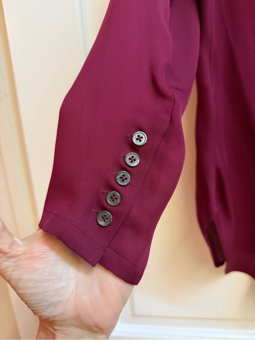 Haute Hippie Beaded Collar Blouse 100% Silk- Berry - Picture 7 of 11